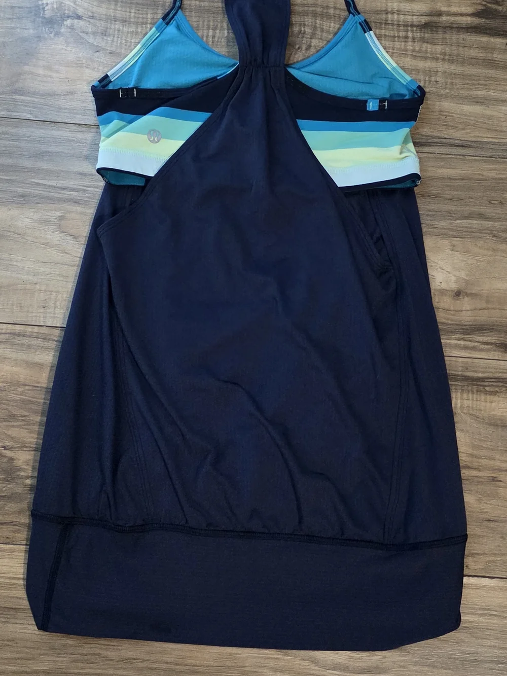 lululemon athletica Navy Tank with Teal Accent Straps